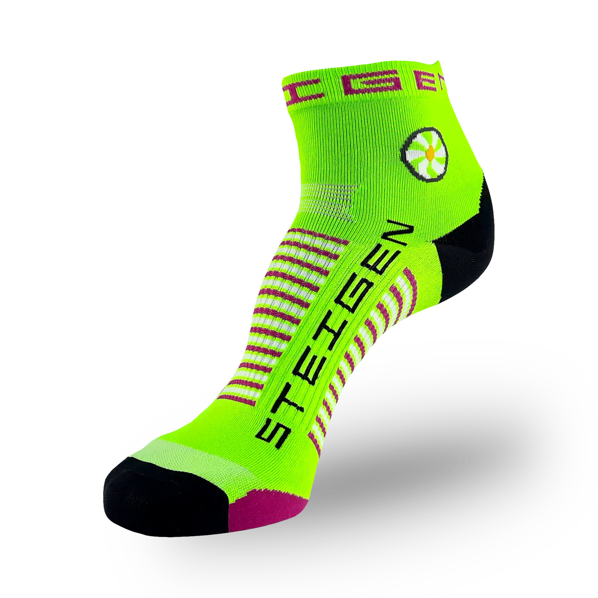 Fluro Green Running Socks ¼ Length