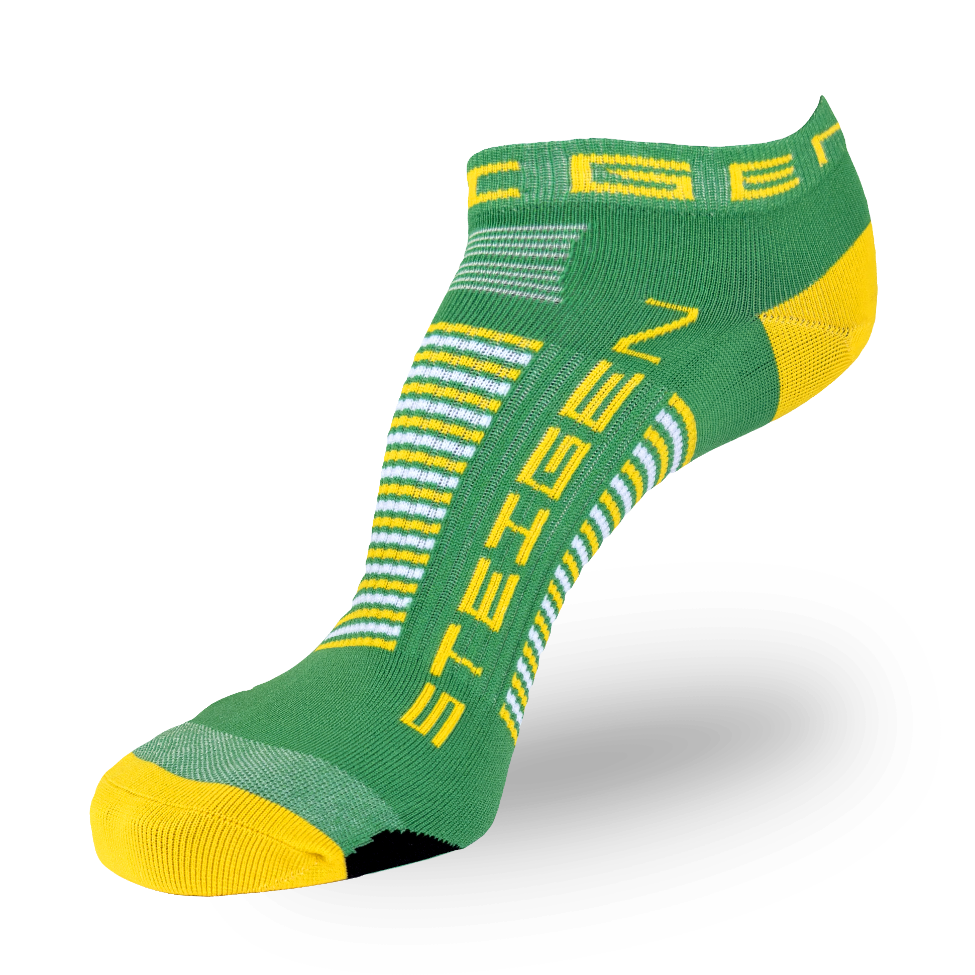 Green and Gold Running Socks Zero Length